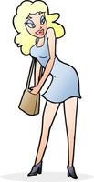 cartoon woman looking in handbag vector