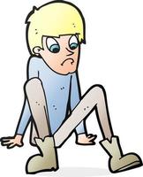 cartoon boy sitting on floor vector