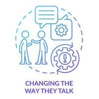 Changing way they talk blue gradient concept icon. Teen peer pressure abstract idea thin line illustration. Personality change. Social behavior. Isolated outline drawing. vector