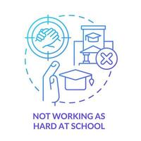 Not working as hard at school blue gradient concept icon. Peer pressure of being teen abstract idea thin line illustration. High school problems. Isolated outline drawing. vector