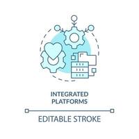 Integrated platforms turquoise concept icon. Preparing for next pandemic outbreaks abstract idea thin line illustration. Isolated outline drawing. Editable stroke. vector