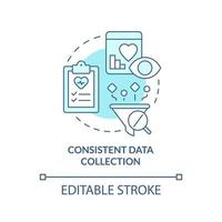 Consistent data collection turquoise concept icon. Prepare healthcare for pandemics abstract idea thin line illustration. Isolated outline drawing. Editable stroke. vector