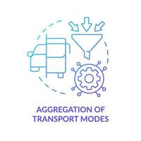 Aggregation of transport modes blue gradient concept icon. Public transportation. Mobility as service value abstract idea thin line illustration. Isolated outline drawing. vector