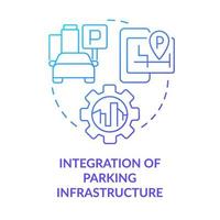 integración de la infraestructura de estacionamiento icono de concepto de gradiente azul. plaza de coche público. requisito de maas idea abstracta ilustración de línea delgada. dibujo de contorno aislado. vector