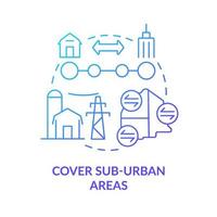 Cover suburban areas blue gradient concept icon. Uptown infrastructure. Building mobility service abstract idea thin line illustration. Isolated outline drawing. vector