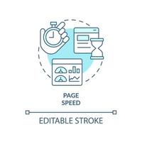 Page speed turquoise concept icon. Loading time of website pages. SEO ranking factor abstract idea thin line illustration. Isolated outline drawing. Editable stroke. vector