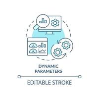 Dynamic parameters turquoise concept icon. Advanced search engine optimization abstract idea thin line illustration. Isolated outline drawing. Editable stroke. vector