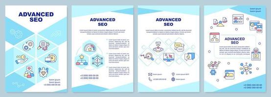 Advanced search engine optimization brochure template. Leaflet design with linear icons. Editable 4 vector layouts for presentation, annual reports.