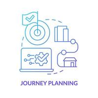 Journey planning blue gradient concept icon. Plan route and means of travelling. Maas perk abstract idea thin line illustration. Isolated outline drawing. vector