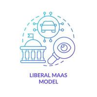 Icono de concepto de gradiente azul modelo maas liberal. apertura de datos e información. movilidad como modelo de servicio idea abstracta ilustración de línea delgada. dibujo de contorno aislado. vector