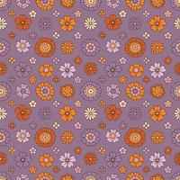 Groovy daisy flowers seamless pattern. vector