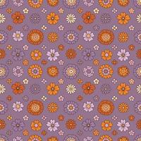 Groovy daisy flowers seamless pattern. vector