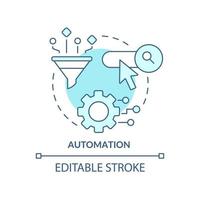 Automation turquoise concept icon. Software. Search engine optimization abstract idea thin line illustration. Isolated outline drawing. Editable stroke. vector