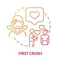 First crush red gradient concept icon. Teenage problem abstract idea thin line illustration. Falling in love. Developing romantic relationships. Isolated outline drawing. vector