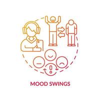 Mood swings red gradient concept icon. Teenage problem abstract idea thin line illustration. Hormonal shift. Emotional ups, downs. Bipolar disorder. Isolated outline drawing. vector