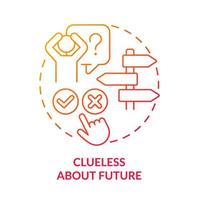 Clueless about future red gradient concept icon. Issue in adolescence abstract idea thin line illustration. Feeling stressed about life. Isolated outline drawing. vector