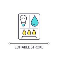 Public utilities RGB color icon. Home services. Electricity and water supply. Gas source. Utility bill. Isolated vector illustration. Simple filled line drawing. Editable stroke.