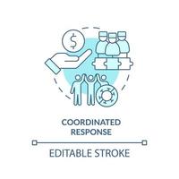 Coordinated response turquoise concept icon. Future pandemic outbreaks preparedness abstract idea thin line illustration. Isolated outline drawing. Editable stroke. vector
