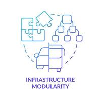 Infrastructure modularity blue gradient concept icon. Components allocation. Maas requirement abstract idea thin line illustration. Isolated outline drawing. vector