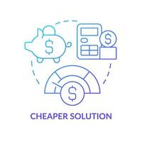 Cheaper solution blue gradient concept icon. Affordable prices. Save money. Mobility as service value abstract idea thin line illustration. Isolated outline drawing. vector