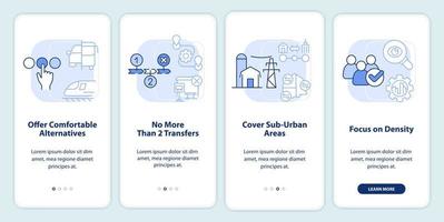 Building mobility services light blue onboarding mobile app screen. Walkthrough 4 steps editable graphic instructions with linear concepts. UI, UX, GUI template. vector