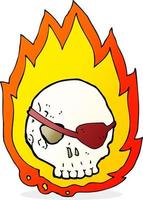 cartoon burning skull vector