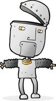 funny cartoon robot with open head vector