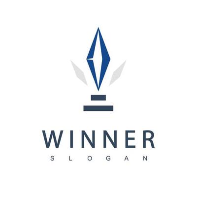 Winner Trophy Logo Template, Leadership And Competition Award Icon