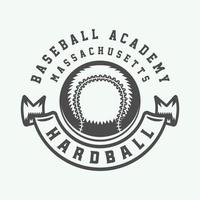 Vintage baseball sport logo, emblem, badge, mark, label. Monochrome Graphic Art Illustration Vector