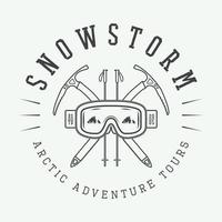 Vintage arctic mountaineering logo, badge, emblem. Vector illustration