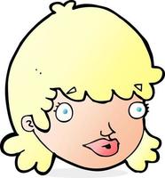 cartoon female face with surprised expression vector