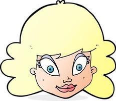 cartoon happy female face vector