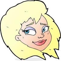 cartoon happy female face vector