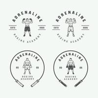 Boxing and martial arts logo badges and labels in vintage style. Vector illustration. Graphic Art.