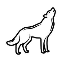 animal wolg retro vintage para acampar. se puede usar como emblema, logotipo, insignia, etiqueta. marca, cartel o impresión. arte gráfico monocromático. vector