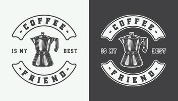 conjunto de emblemas de café de estilo retro vintage, logotipos, insignias. se puede utilizar como póster o impresión. arte gráfico monocromático. ilustración vectorial diseño detallado de estilo grabado en madera. vector