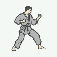 Vintage karate or martial arts logo, emblem, badge, label and design elements. Vector illustration