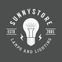 Vintage lamp and lighting logo, emblem, badge and design element. Vector illustration