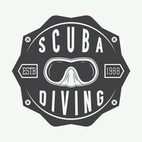 Diving logos, labels and slogans in vintage style. Vector illustration