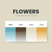 ideas de combinaciones de colores de tonos de flores. Las paletas de colores son combinaciones de tendencias y guías de paletas de este año, una tabla de tonos de colores en rgb o hexadecimal. una muestra de color para una moda de primavera, un hogar o un diseño de interiores vector