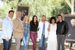 LOS ANGELES, APR 14 - Mark Steines, John McCook, Katherine Kelly Lang, Heather Tom, Jacob Young, Karla Mosley, Darin Brooks at the Home and Family Celebrates Bold and Beautifuls 30 Years at Universal Studios Back Lot on April 14, 2017 in Los Angeles, CA photo