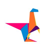 Dinosaur origami. Abstract colorful vibrant dinosaur logo design. Animal origami. Transparent background. Illustration png