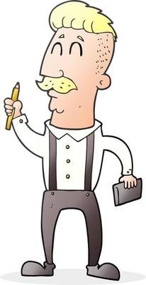 cartoon man with notebook