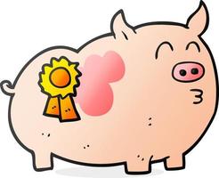 cartoon prize winning pig vector