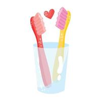 A handy flat sticker of toothbrushes vector