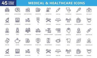 iconos para móviles y web. pictogramas de alta calidad. conjunto de iconos lineales de negocios, médicos, ui y ux, medios, dinero, viajes, etc. vector