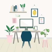 Workplace illustration modern home office