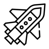 Fighter jet flight for military wars, line icon vector