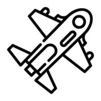 Fighter jet flight for military wars, line icon vector