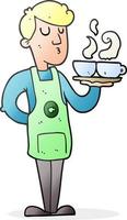 cartoon barista serving coffee vector